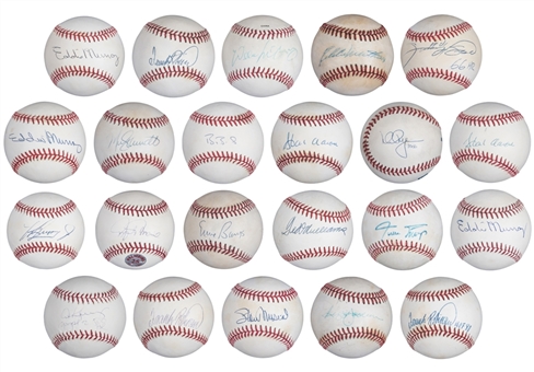 Lot of (22) 500 Home Run Club Single Signed Baseballs With Mays, Williams, Robinson & More (Beckett PreCert)
